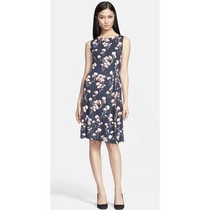 NWT Tory Burch Size Medium Floral Zandi Dress Petrol Grey Field Feminine Prairie